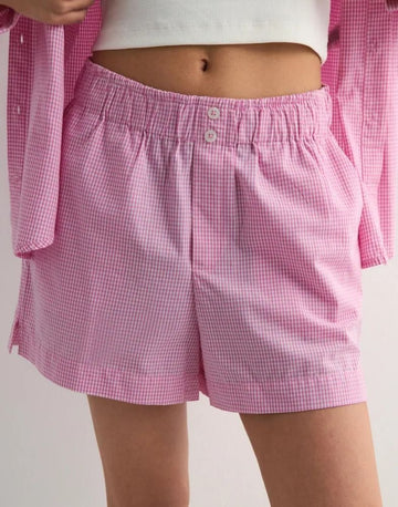 FUSCHIA PINK CHECK W BRIGHT WHITE