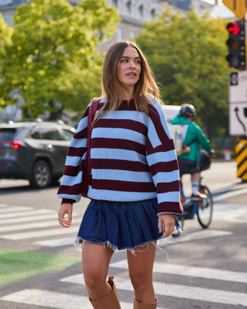AOP62 BLUE & BURGUNDY STRIPES