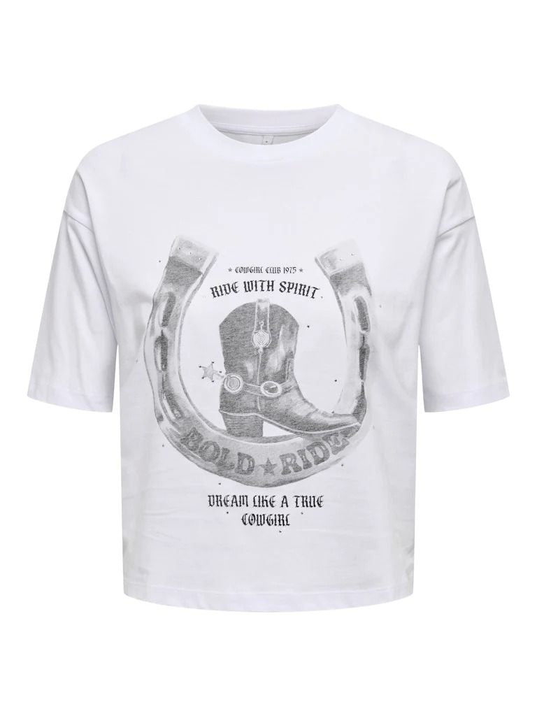 BRIGHT WHITE PRINT COWBOY BOOT